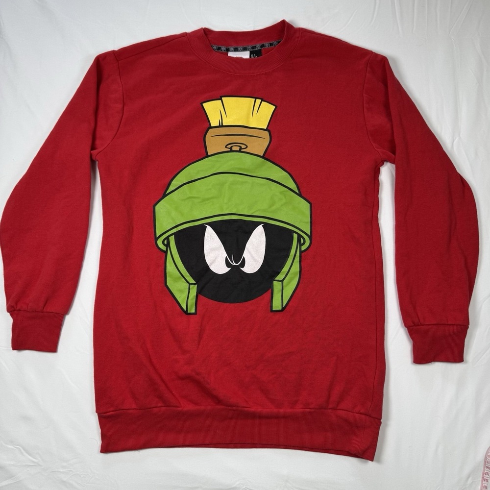 Vintage 90's Looney Tunes  Marvin The‎ Martian Big Face ACME Red Sweatshirt